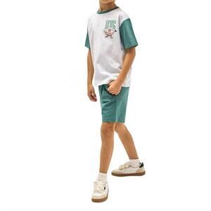 NEW MILES BABY boys pretzel tee & short set in teal/heather